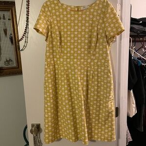 Boden Yellow Spring Floral Short Sleeved Dress 16 Easter Brunch